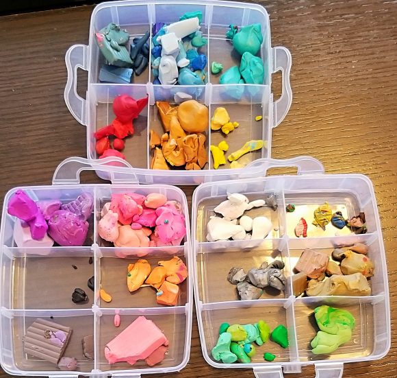 easy clay crafts shows a container with a bunch of polymer clay.