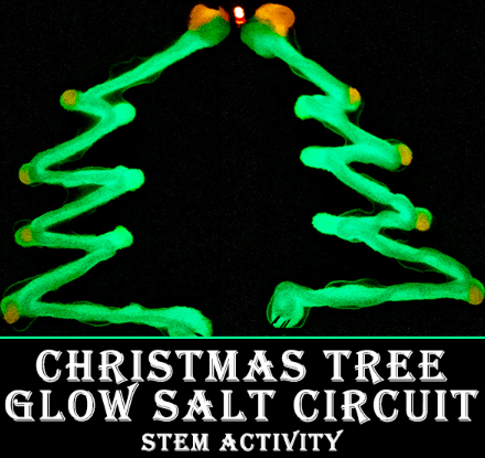 Technology for kids shows a glowing Christmas tree.