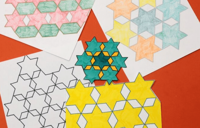 STEM for kids shows colored shapes cut out.