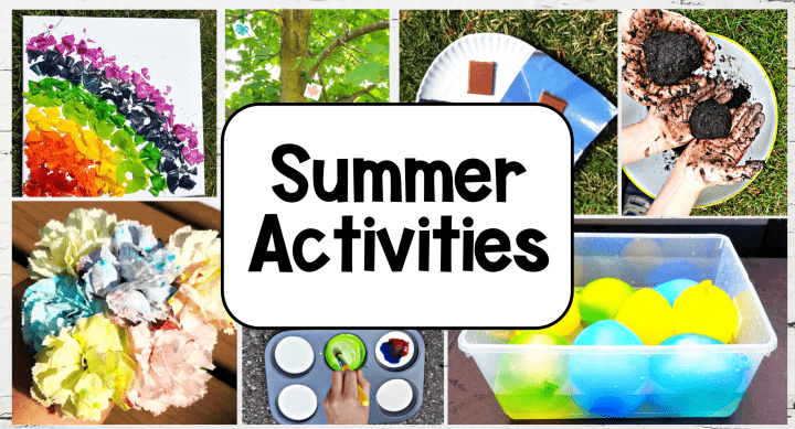 summer activities shows a collage of hands-on teaching ideas for summer.