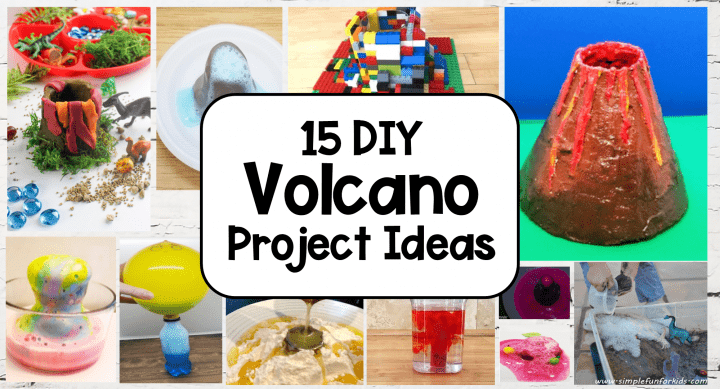 15 how to make a volcano project ideas shows a collage of volcano activities.