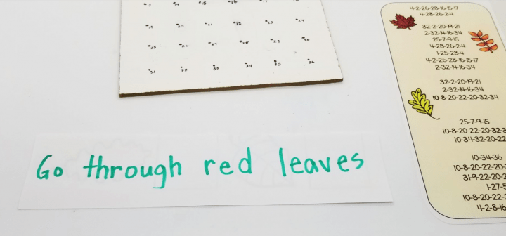escape room for kids shows the code solution go through the red leaves.