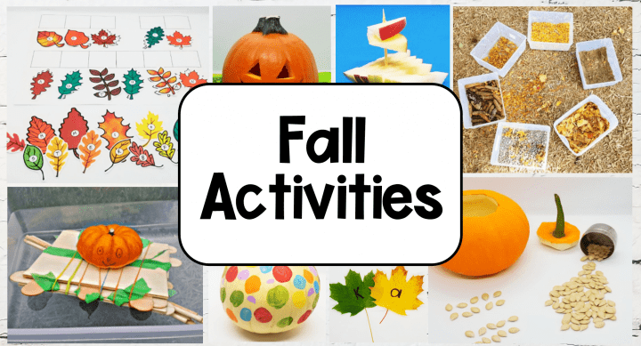 fall activities shows a collage of hands-on teaching ideas for fall.