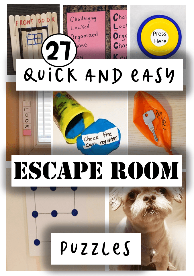 quick and easy escape room puzzles shows a pinterest pin collage.