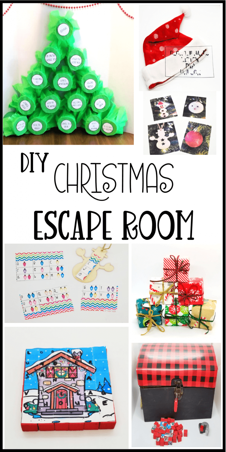 DIY Christmas Escape Room shows a pinterest pin collage of activity images.