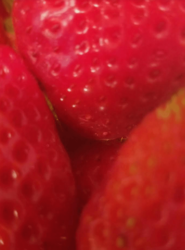family games night activity shows a really close up of a strawberry.