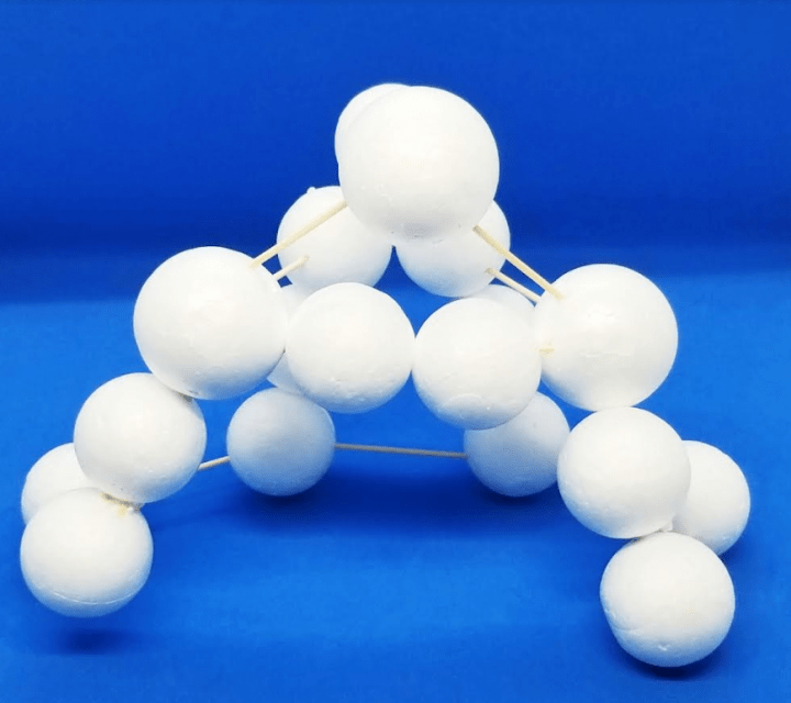 winter stem activity shows a small structure made from white foam balls and tooth picks.