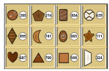 Holiday puzzle shows a grid of twelve chocolates with a code beside each one.