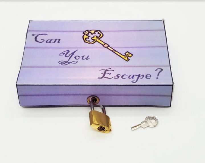 how to make an escape room lock box ideas shows a lock box from paper and a lock and it says can you escape.