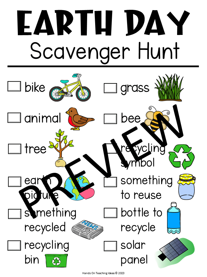Earth Day Scavenger Hunt Hands On Teaching Ideas