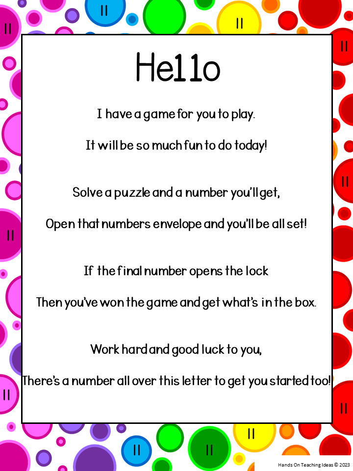 free printable escape room pdf shows a welcome letter to an escape room with a poem explaining the rules.
