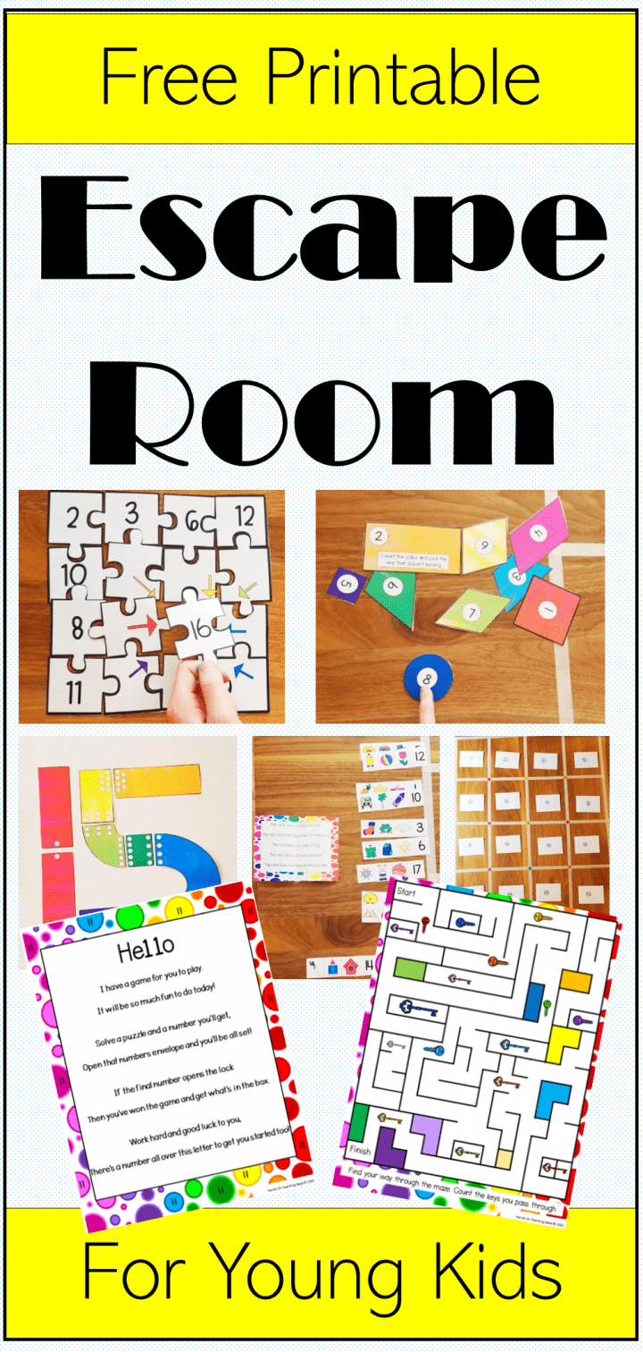 free printable escape room for young kids pinterest image.
