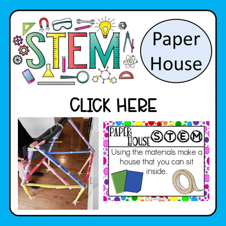 10 exciting STEM activities shows a paper house image.