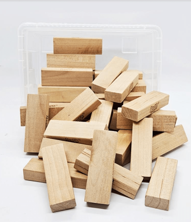 10 exciting STEM Activities shows a bin of wooden blocks.