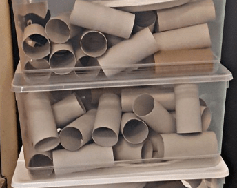 stem for kids shows bins of toilet paper rolls.