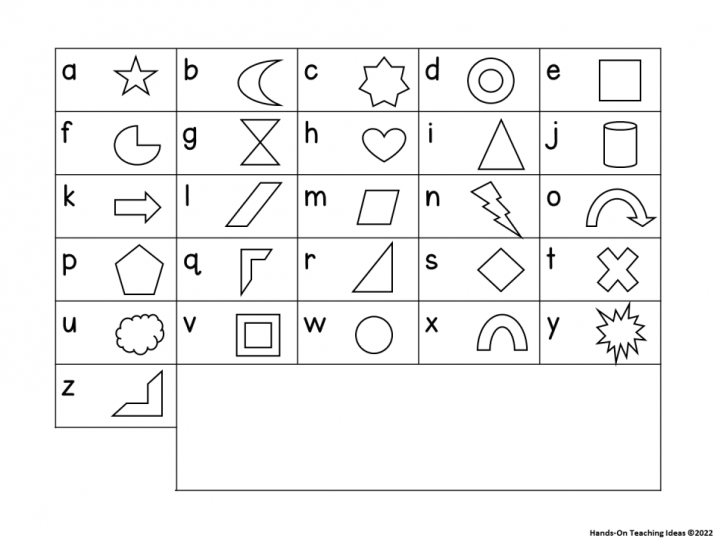 free escape room puzzles shows the alphabet grid with a shape connected to each letter.