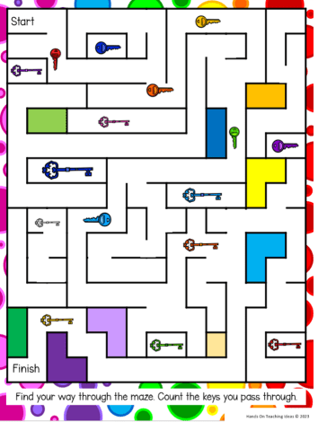 free escape room shows a maze that you pass through different colored keys to get to the end.