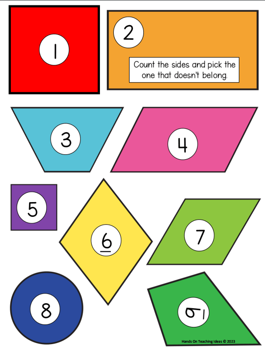 free escape room shows shapes with a number in each shape.