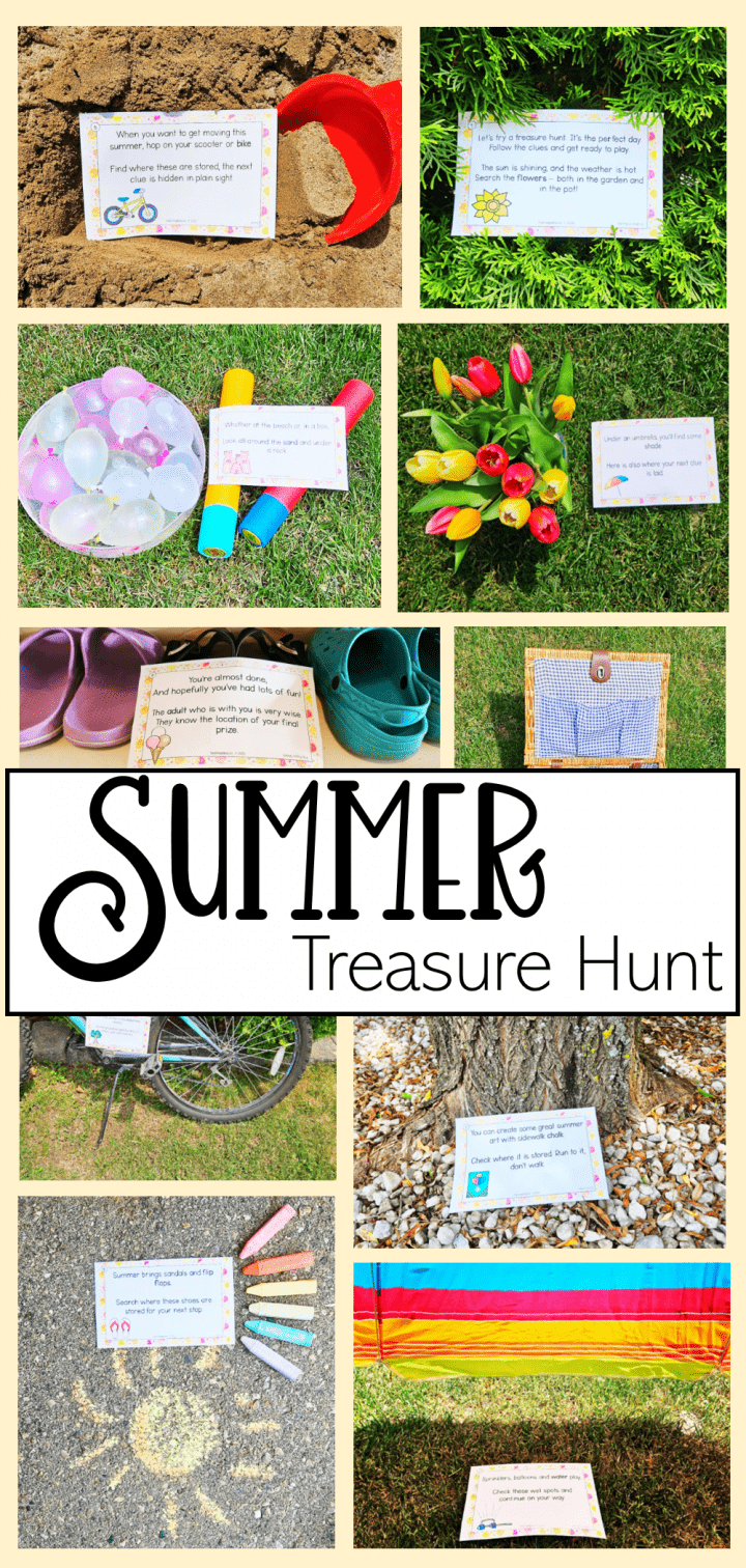 summer scavenger hunt shows a collage of images for a Pinterest pin.