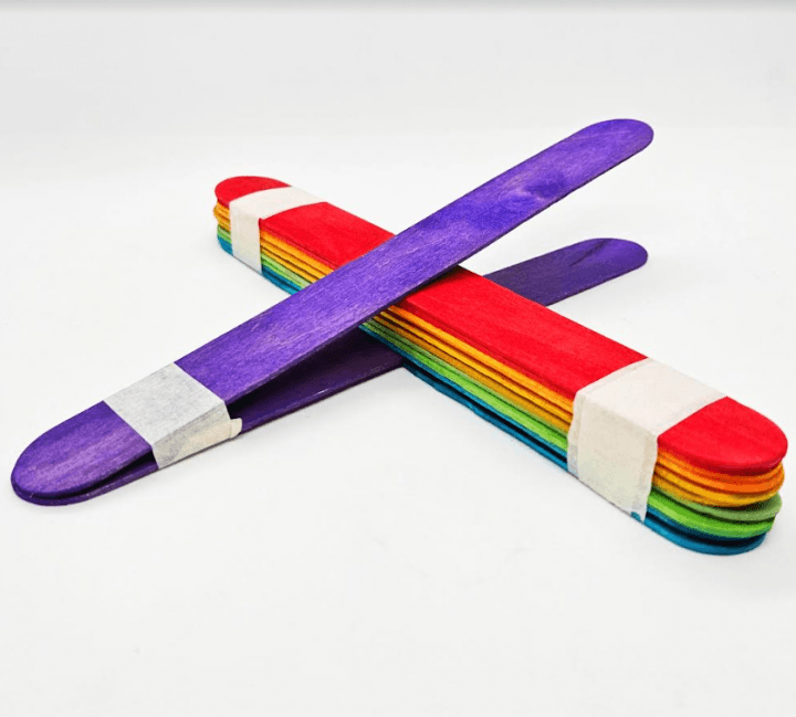popsicle stick catapult shows a colorful catapult.