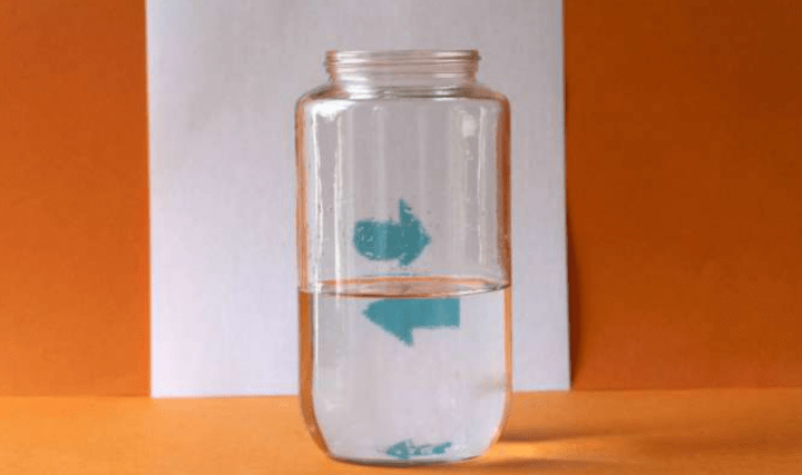 water stem activities shows a jar half full of water and arrows on both sides.