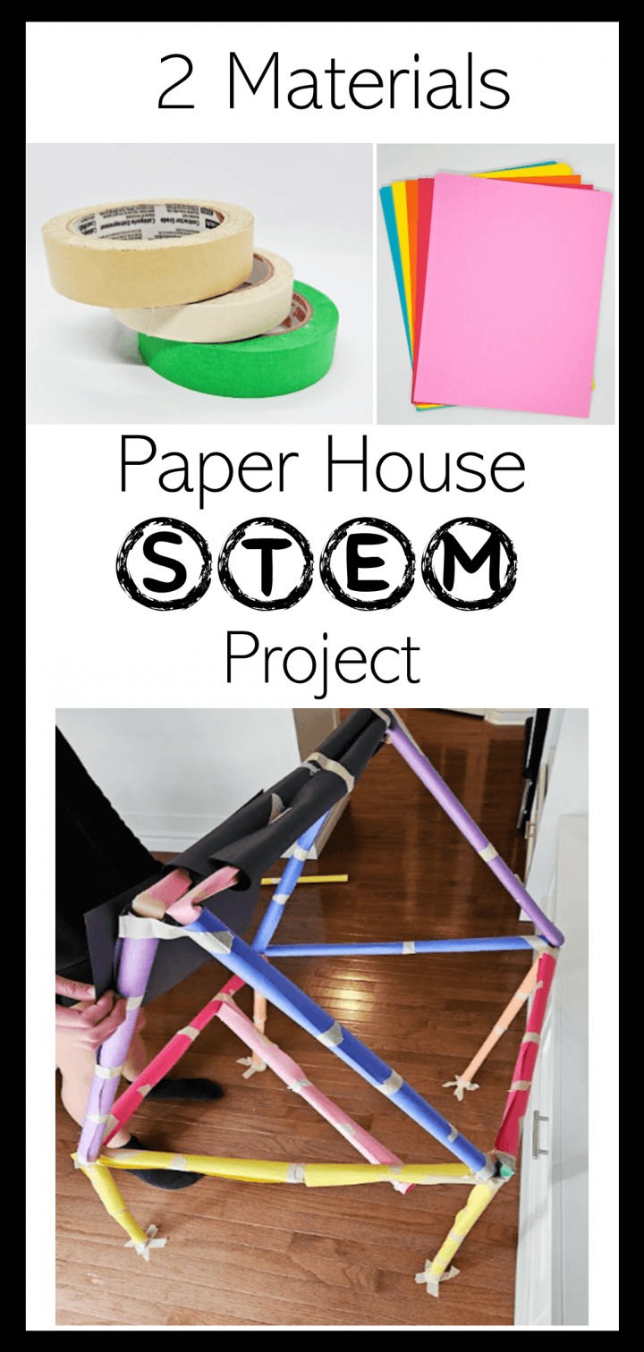easy stem challenge using two materials shows a pinterest pin.