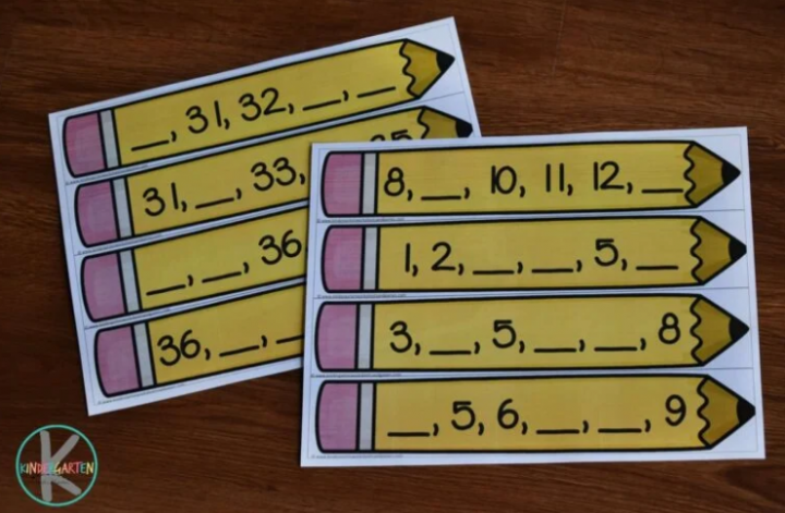first day of school STEM activities shows a set of printable pencil math cards.
