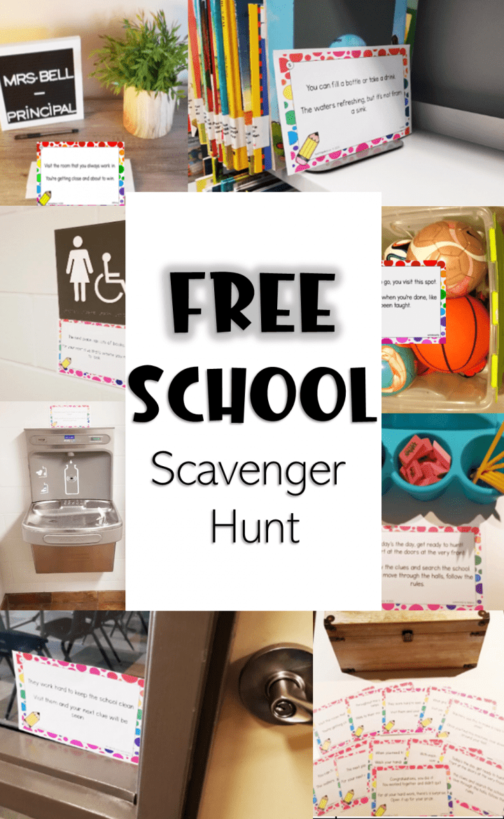 free school scavenger hunt shows a Pinterest pin.