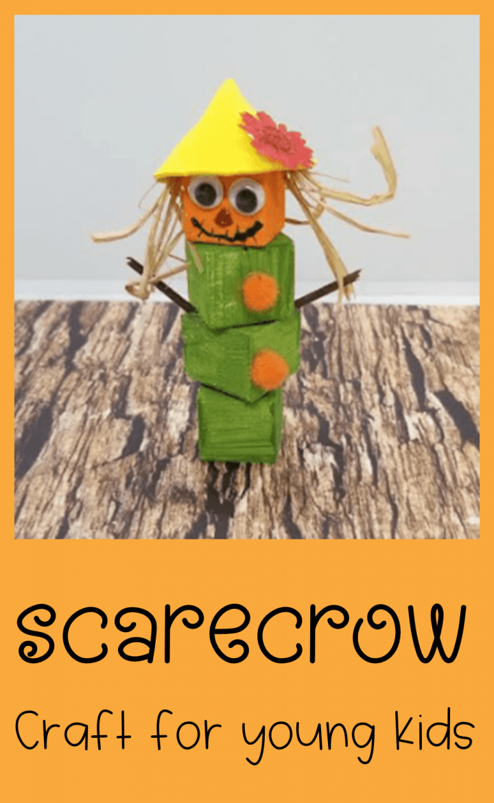 fall crafts for kids scarecrow pinterest pin.