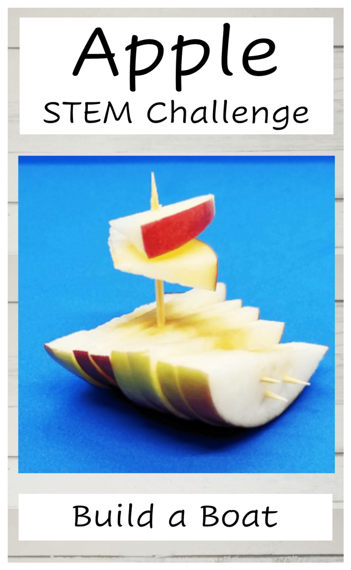 apple boats shows a boat made from apple slices.