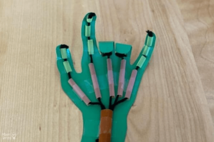 best stem for kids shows a DIY hand model with straws and string.