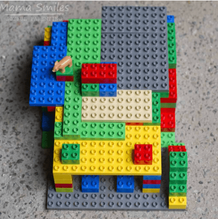 stem activities for kids shows a lego house.