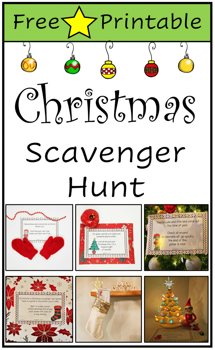 Best Christmas Scavenger hunt shows a pinterest pin collage.