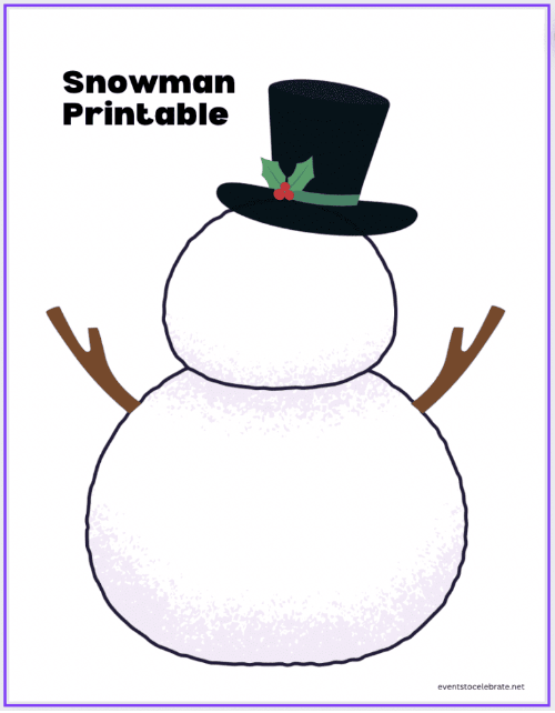 preschool christmas craft shows a printable snowman image.