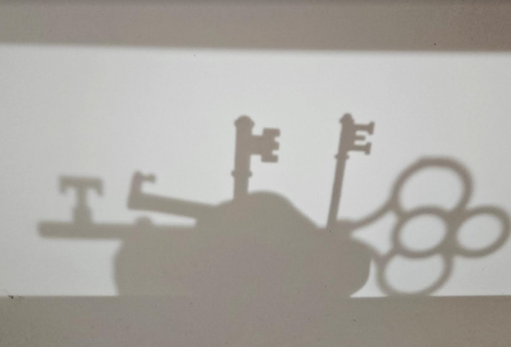 escape room ideas shows a shadow from keys making the word tree.