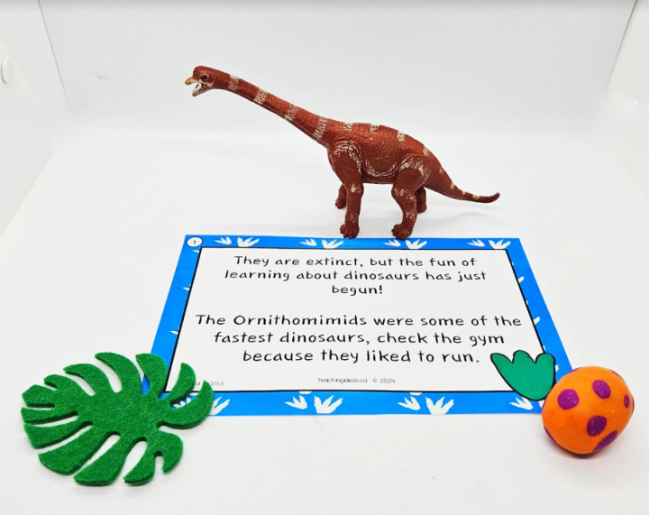 free printables shows a dinosaur sheet and a dinosaur figure, an egg and a leaf.