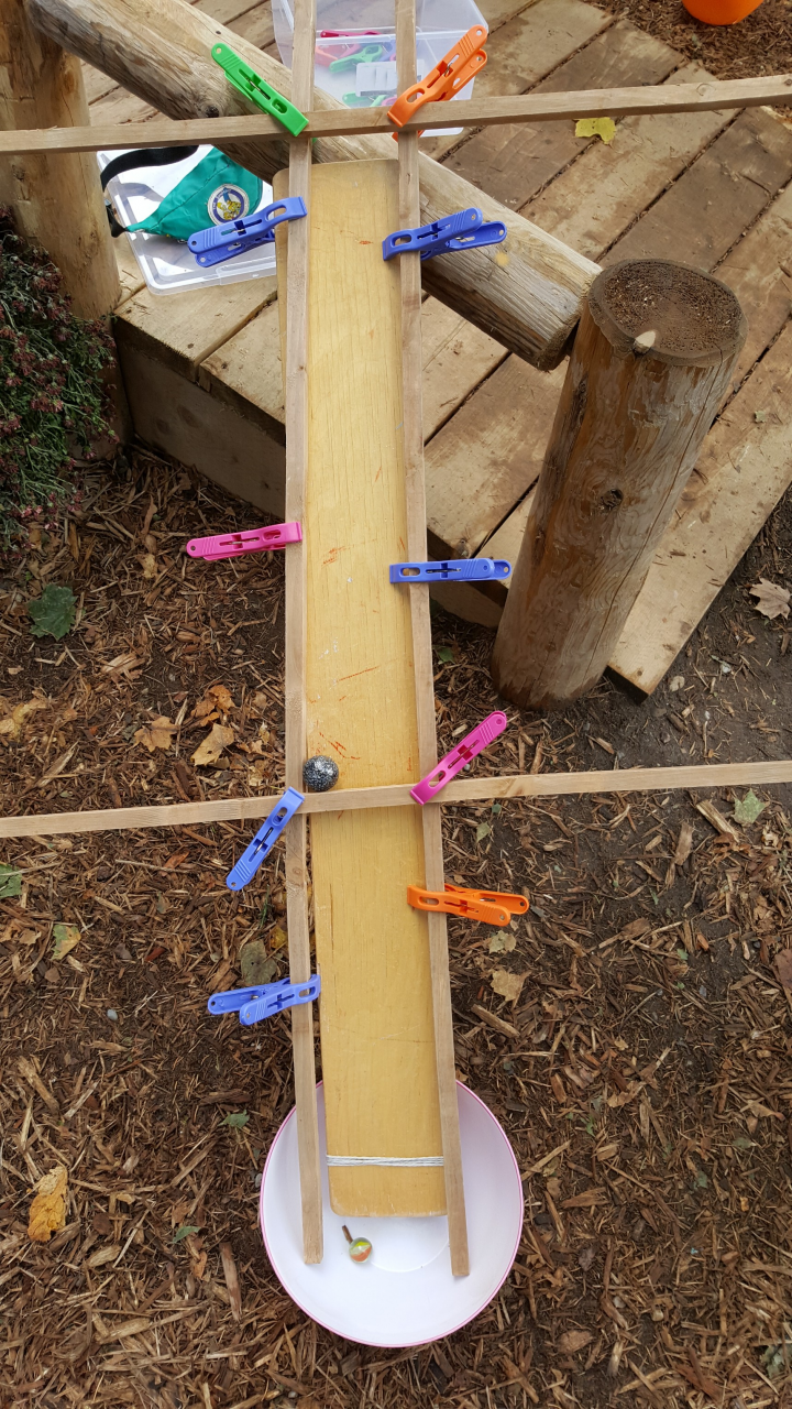 Summer Outdoor Learning Activities shows a ramp with clothes pins on the sides.