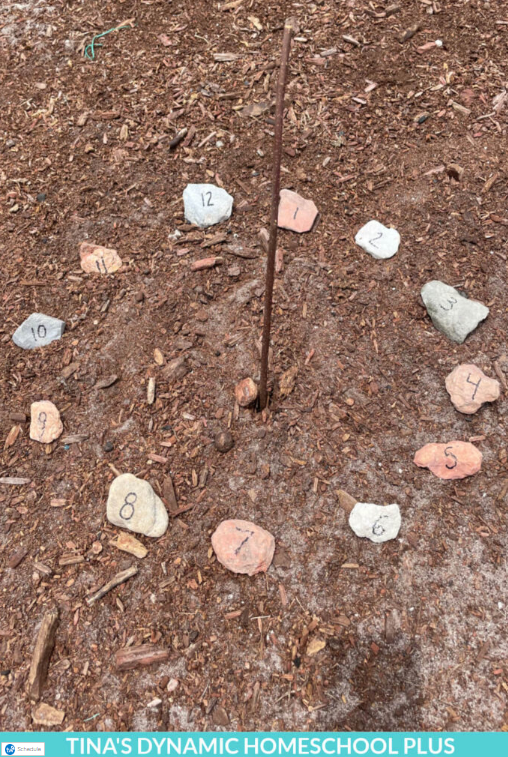 Summer Outdoor Learning Activities shows a rock sundial.