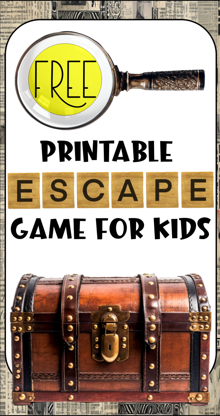 free printable escape room for kids shows a Pinterest image.