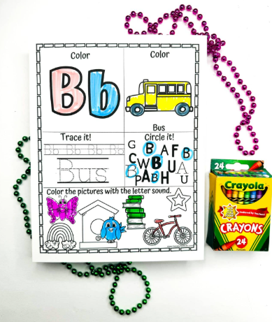 back to school alphabet worksheets shows a B page for kids to fill out to learn about the letter.