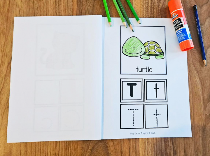 animal alphabet shows a printable alphabet book for kids to learn and fill out.