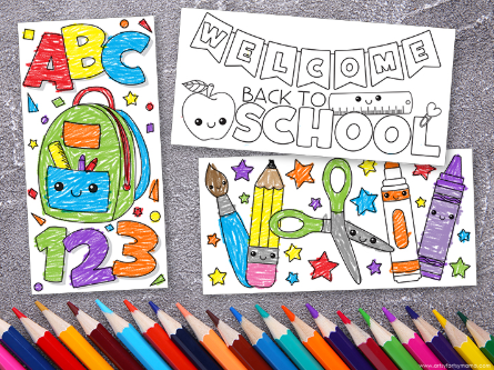 welcome to school bookmark free printable for children to color.