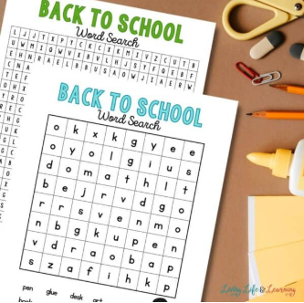 back to school word search shows printable school themed word searches.