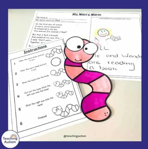 social emotional worry worm craft shows a worm for kids to create as they explore their emotions.