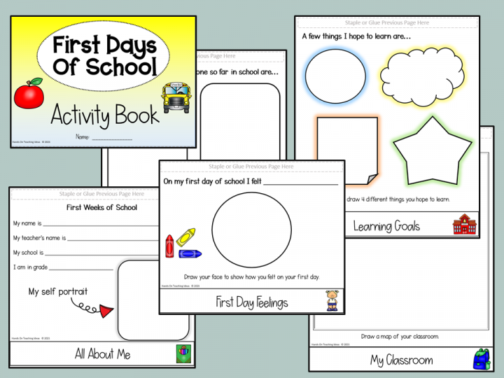 free back to school printable shows the pages in the resource.