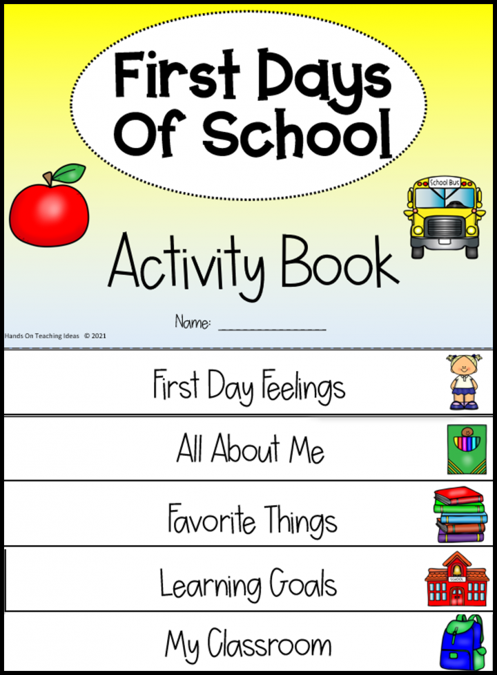 first day of school activity book.