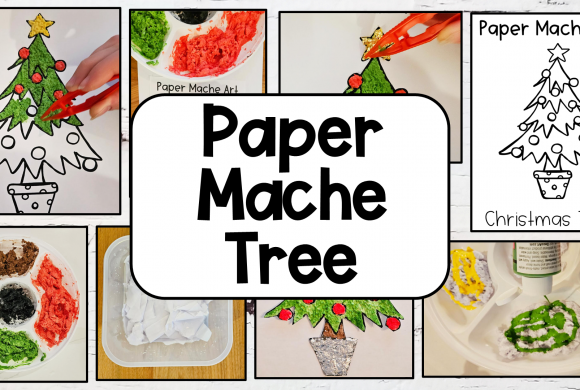 Recycled Paper Mache Christmas Tree Craft (Free Template)