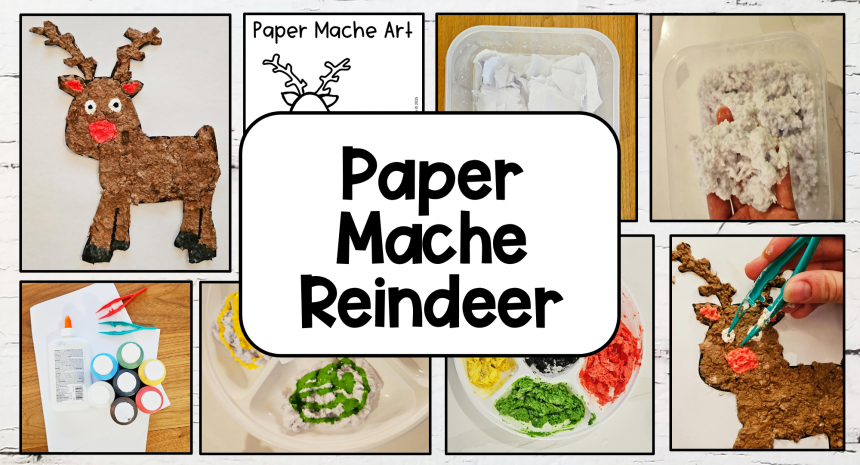 reindeer paper mache reindeer template feature image Free Paper Mache Reindeer Template