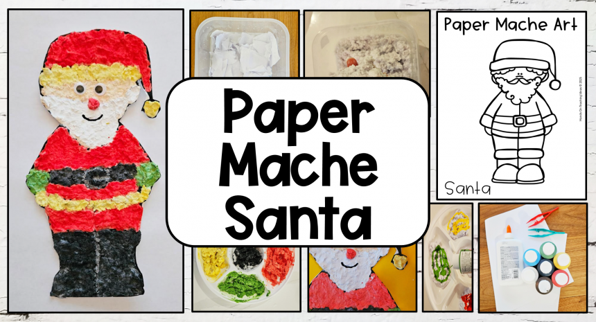 santa paper mache project for kids feature image Santa Paper Mache Project for Kids (Free Template)