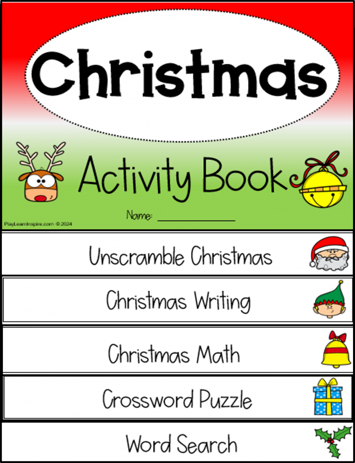 Christmas activity book for kids shows an image of the flipbook.